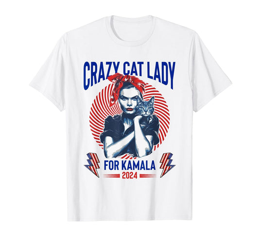 Crazy Cat Lady For Kamala 2024 Kamala Election 2024 Vote T-Shirt